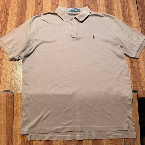 Polo Ralph Lauren Other - Polo Ralph Lauren Beige Brown Vtg Button Dress Polo Shirt Large